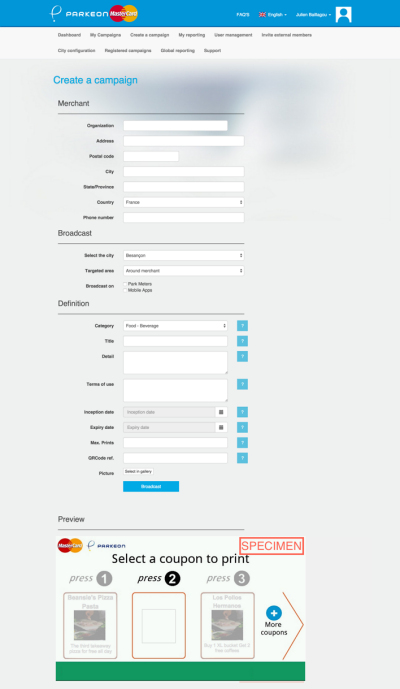 Interface de Parkeon